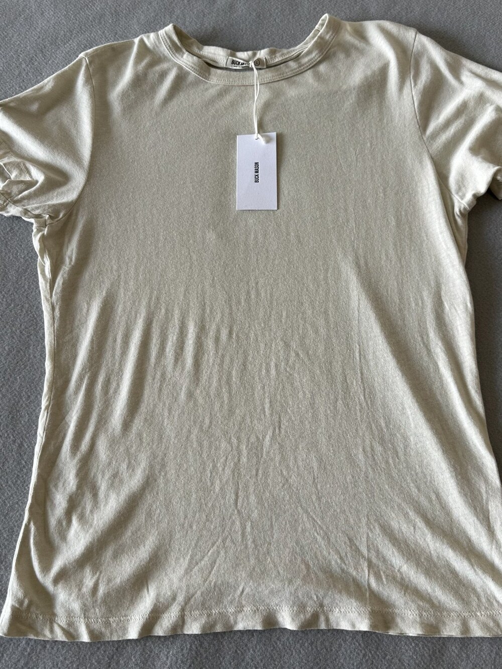 Buck Mason Women's Oyster Cloud Jersey Slim Crew Sz L NWI MSRP 68 [CB44]